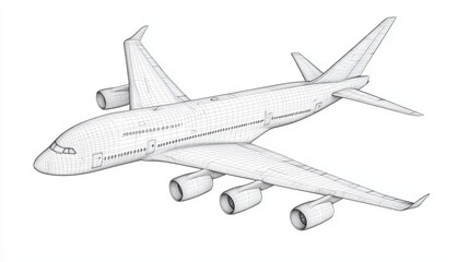Abstract airliner with low poly wireframe mesh Vector illustration for travel tourism or business