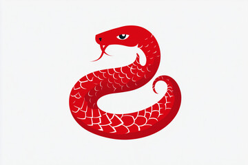 Fototapeta premium Cute snake, Chinese paper-cut style, Chinese New Year, Chinese craftsmanship