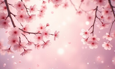 Delicate cherry blossoms in soft pink hues