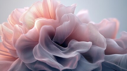 Abstract pink and gray flower with soft, flowing petals.