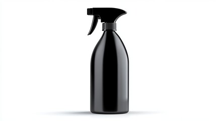 Black plastic sprayer detergent bottle Trigger sprayer mockup isolated on white background Ideal for product branding