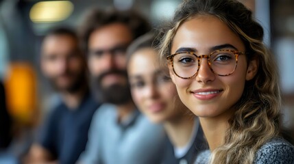 Obraz premium A woman with glasses is smiling at the camera
