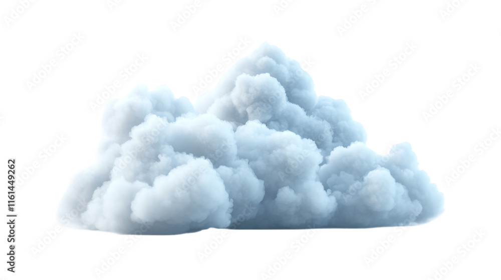 Poster realistic white cloud floating on transparent background, perfect for photo editing and compositions