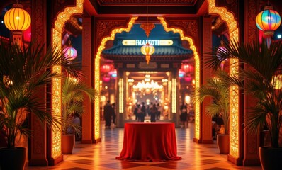 Vibrant interior of a festive venue