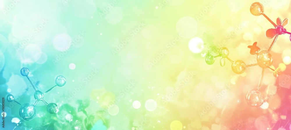 Poster abstract background with pastel colors representing science, with a defocused layout, bokeh effect.