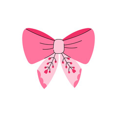 Cute pink coquette bow illustration ideal for feminine designs and crafts projects