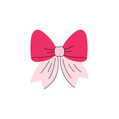 Cute pink coquette bow illustration perfect for vintage and modern design projects