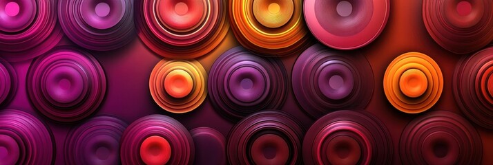 Abstract colorful concentric circles background.