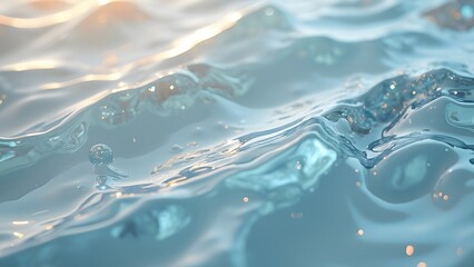 Abstract Crystalline Water Surface, Smooth, Glassy, Transparent Texture with Gentle Waves