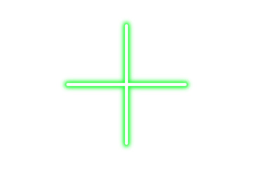Obraz premium neon plus sign isolated on transparent background. PNG green neon plus icon. Glowing add button symbol. Neon illuminated design elements