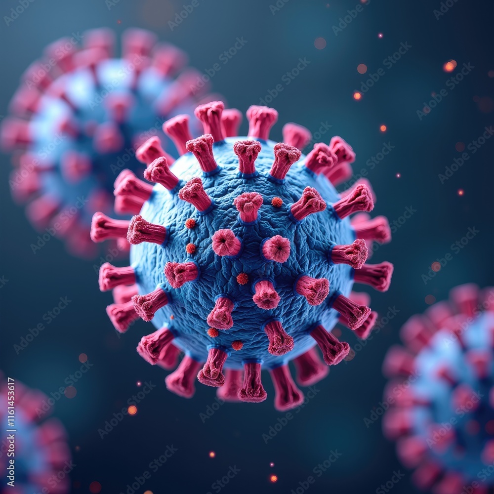 Poster Microscopic view of virus particle 3D rendering of viral structure