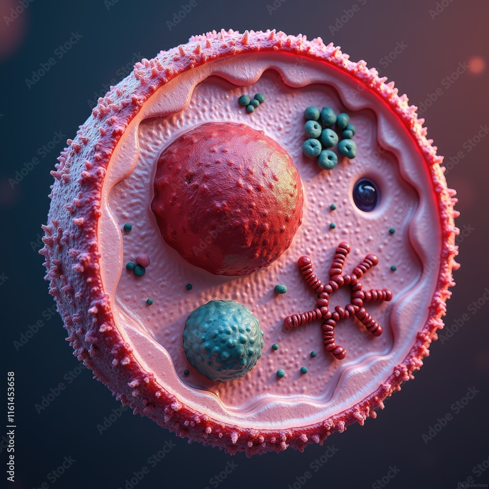 Poster microscopic view of cell internal structures organelles and membrane
