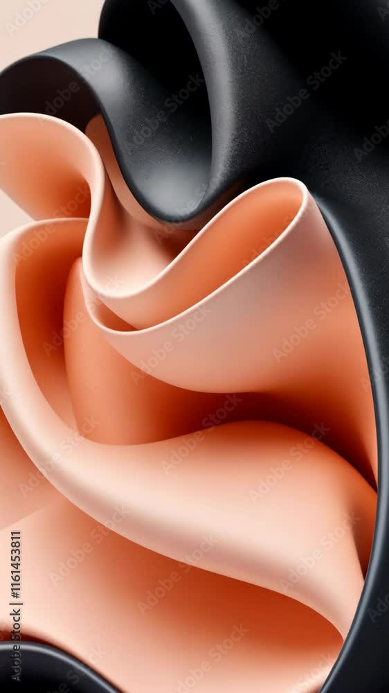 Poster curved forms and smooth textures create an abstract composition of peach and black shades