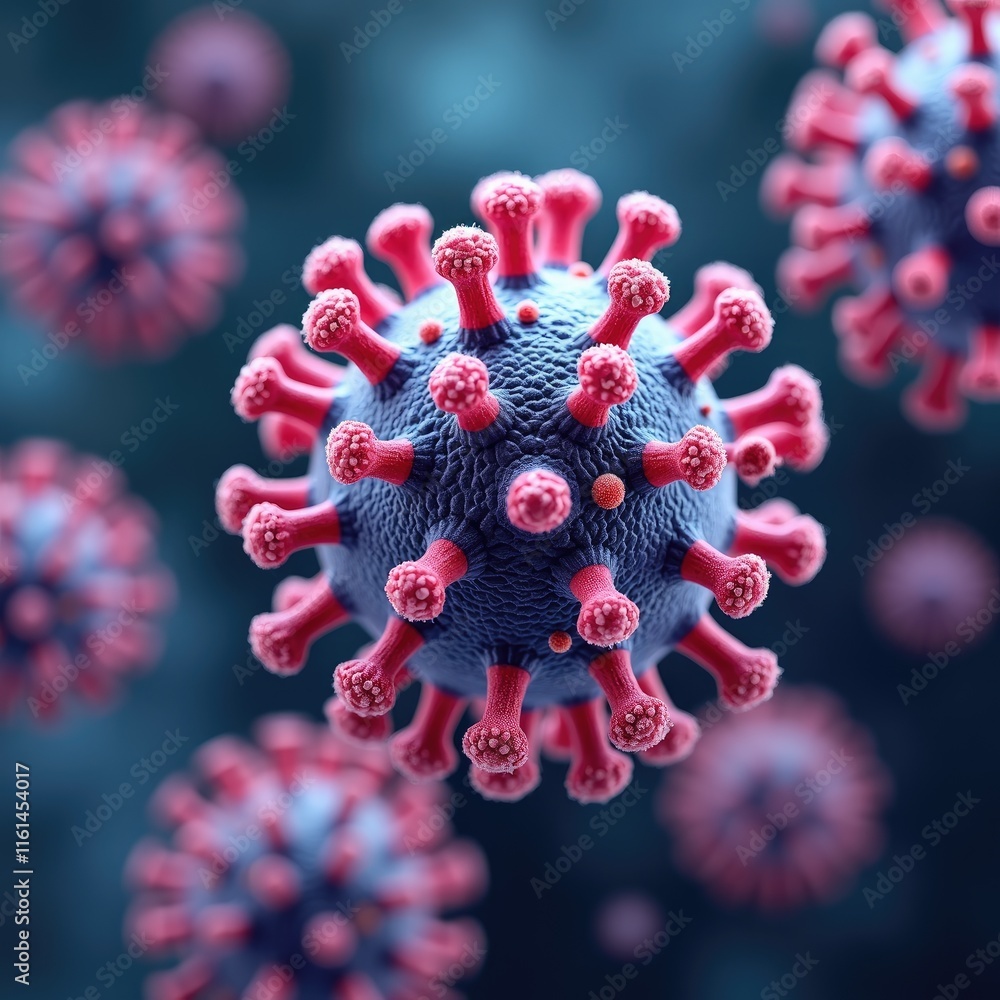 Poster Microscopic view of virus particle complex structure and surface proteins