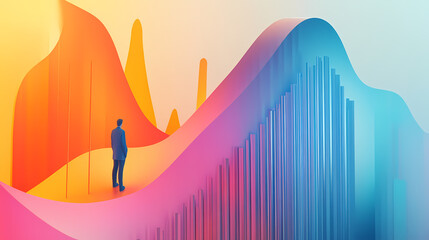 Naklejka premium Graph going up: a rising graph symbolizes financial growth, success, and positive progress in a startup's journey. Reverberate. Illustration