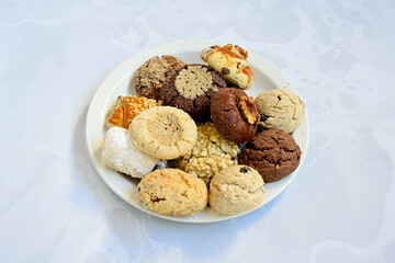 Turkish homemade sweet and savory cookies .Tatli tuzlu kurabiye. Kuru pasta