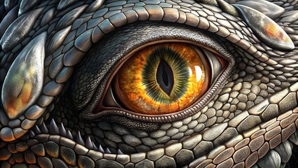 Fototapeta premium Stunning Realistic Dragon Eye Detail Scales Textures Colors