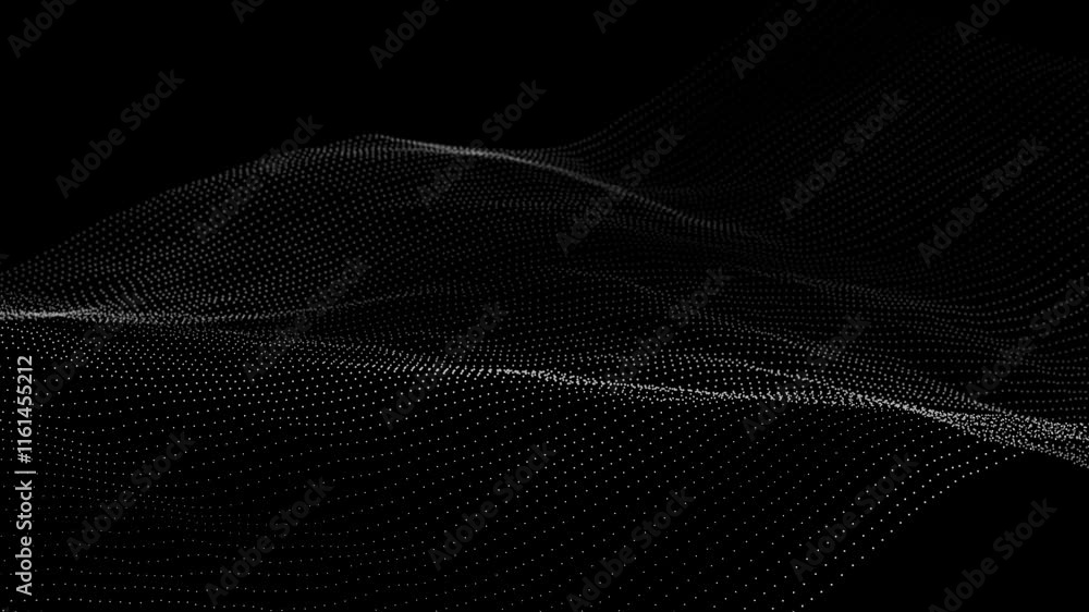 Poster dynamic wave with many dots. abstract background of dots movement. technology or science. 3d renderi