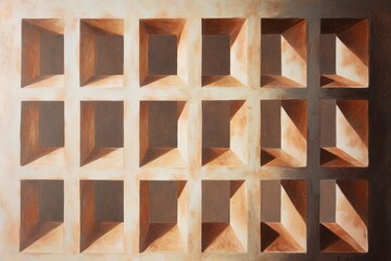 Naklejka premium Abstract Recessed Square Pattern Painting