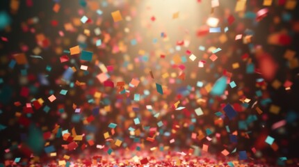 colorful confetti floating in the air during a celebration