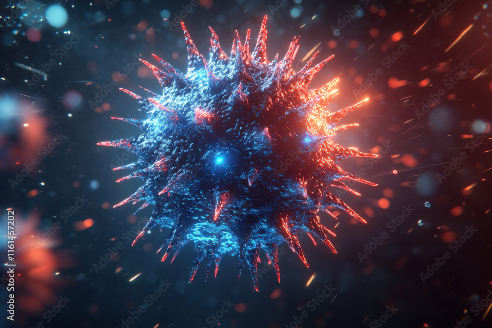 Poster microscopic view of a virus particle