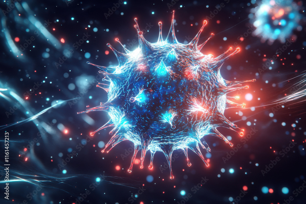 Poster microscopic view of a virus particle