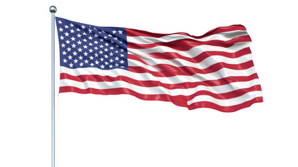 American flag billowing softly, showcasing national emblem with transparent backdrop, representing patriotic spirit and liberty