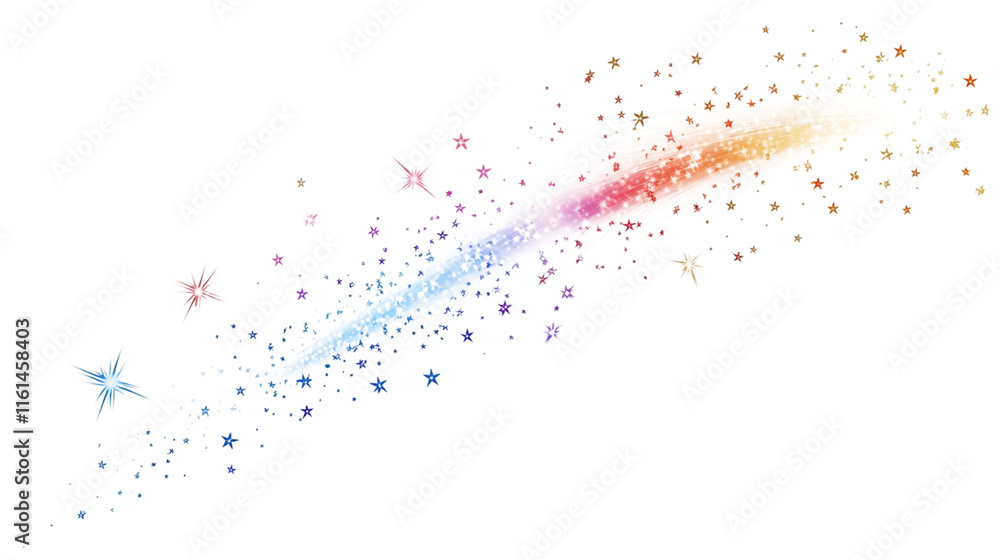Aufkleber magical stardust trail forming a colorful shooting star effect, ideal for fantasy and festive projec