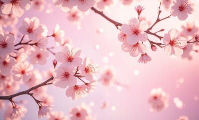 Delicate cherry blossoms in soft pink hues