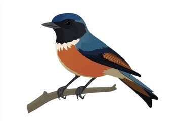 Obraz premium Colorful bird perched on a branch with vibrant blue and orange feathers.