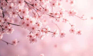 Delicate cherry blossoms in soft pink hues