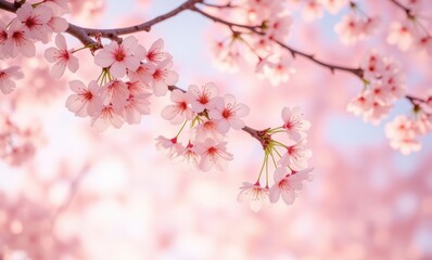 Delicate cherry blossoms in soft pink hues