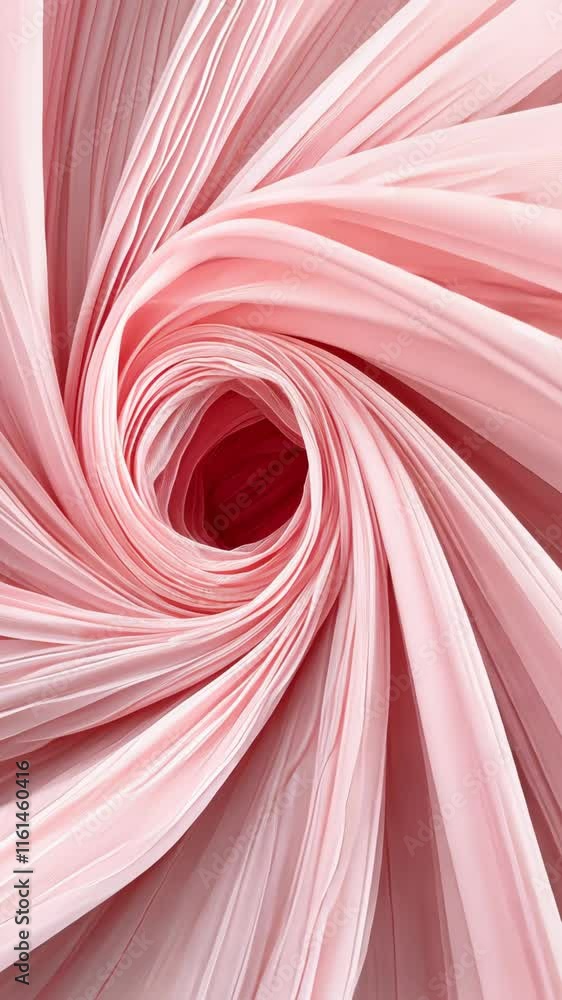 Poster swirling pink fabric creates a mesmerizing pattern of light and shadows in a close-up view