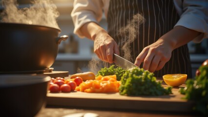 Male chef preparing fresh ingredients