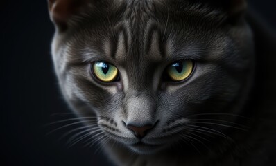 Close-up of a gray cat's face
