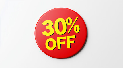 30% OFF promotional red sticker with circular design