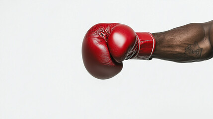 Red glove punch male boxer isolated on a white background
