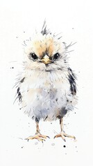 Fototapeta premium Beautiful fluffy chick portrait white background animal artistic style close-up nature concept