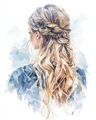 Elegant hair styling event white background digital art fashion close-up aesthetic beauty trends
