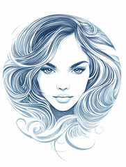 Intricate illustration of a woman's face surrounded by flowing hair and artistic swirls