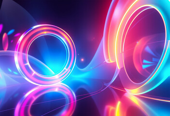 Obraz premium Dynamic circulation of glowing shapes in a modern 3d space