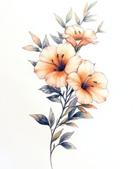 Delicate floral arrangement white background botanical art studio close-up elegance and beauty