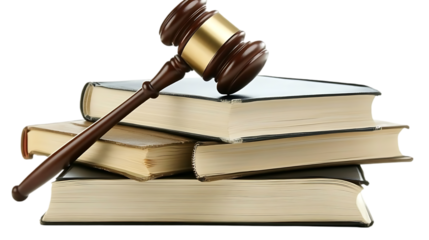 A gavel resting on a stack of law books, symbolizing justice and legal matters.
