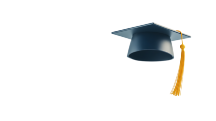 A graduation cap with a yellow tassel, symbolizing academic achievement.