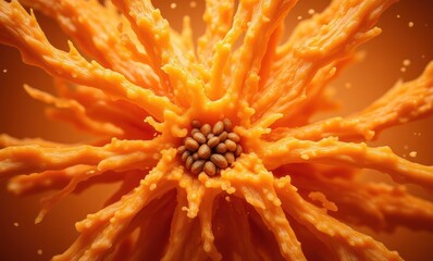 Bright orange abstract floral design