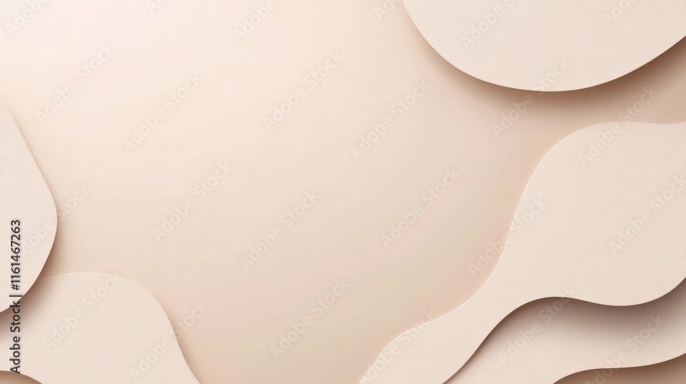Poster beige abstract background with smooth curves, elegant design element for minimalist presentation