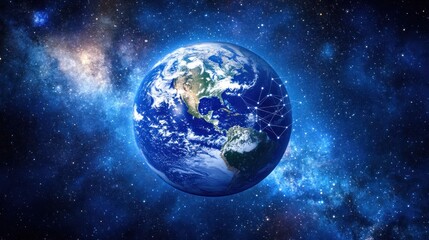 Obraz premium Earth in space with digital network connections.