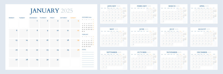 Elegant 2025 Calendar in Modern Minimal Clean Style