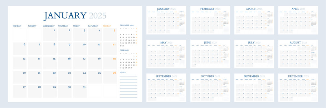Elegant 2025 Calendar in Modern Minimal Clean Style