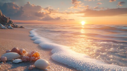 Sunrise Over a Serene Beach